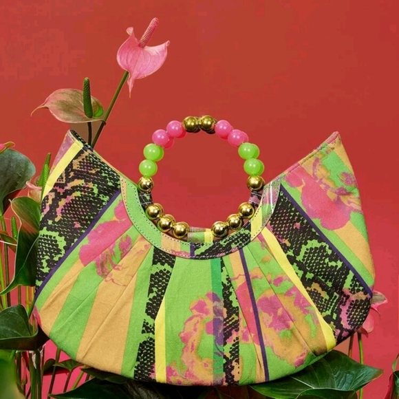 Colorfull Ruched Design Top Handle Bag - Picture 6 of 11